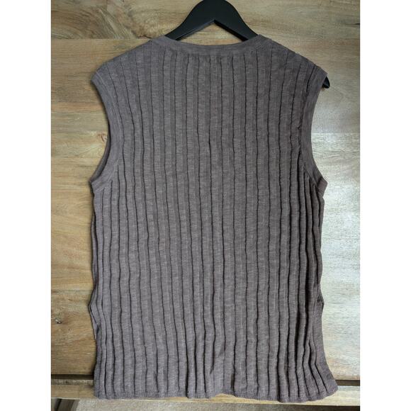 Free People Beach Sweater Vest Women Small Dark Brown Ribbed Knit Sleeveless NWT - Picture 2 of 4